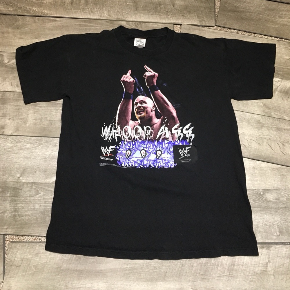 Stone Cold Steve Austin T Shirt Black WWF 1998 Wild Oats Vintage Made in USA XL